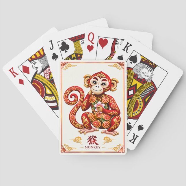 Kinesiska Zodiak Apor Spelkort (Baksidan)