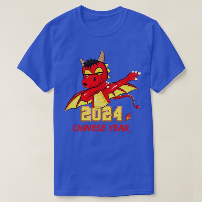 Kinesiskt år 2024 Dabbing Dragon T Shirt (Design framsida)