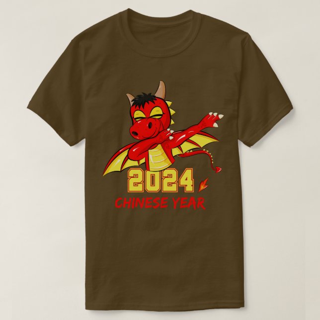 Kinesiskt år 2024 Dabbing Dragon T Shirt (Design framsida)