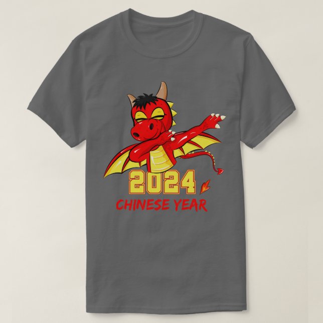 Kinesiskt år 2024 Dabbing Dragon T Shirt (Design framsida)