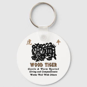 Kinesiskt år av den Wood tigergåvan 1974 Nyckelring