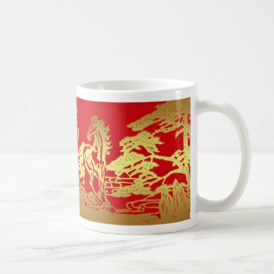 Kinesiskt år av hästmuggen kaffemugg