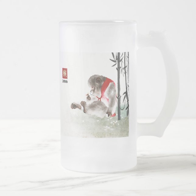 Kinesiskt år av muggarna 2016 för apagåvaöl frostat ölglas (Höger)