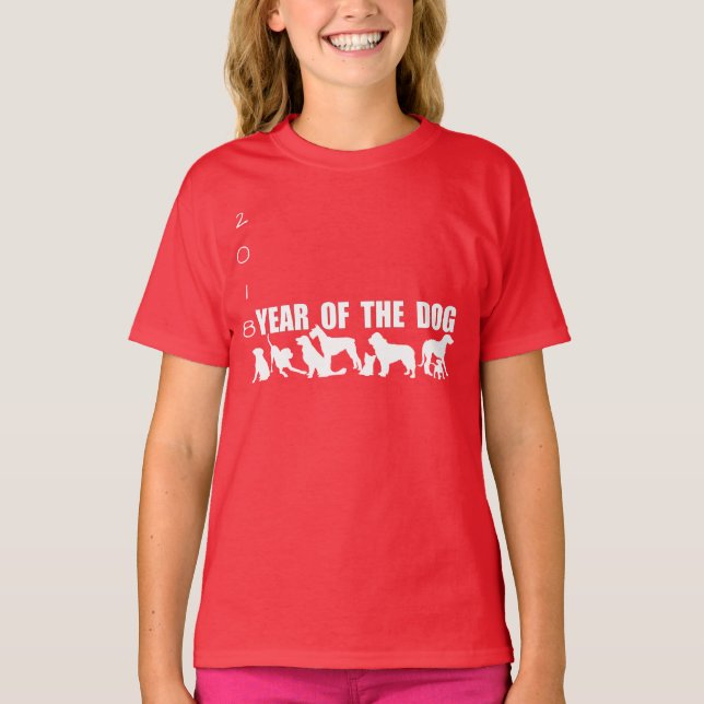 Kinesiskt år för anpassningsbarna 2018 tee shirt (Framsida)