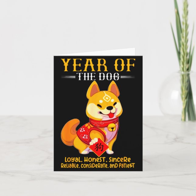 Kinesiskt år för hundens zodiakstecken Glad Lunar  Kort (Framsida)