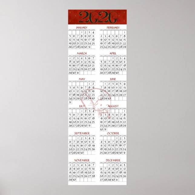 Kinesiskt år för råttan 2020 Kalender Poster (Framsidan)