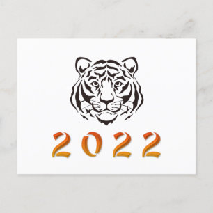 Kinesiskt år för tigern 2022, svart vitt vykort
