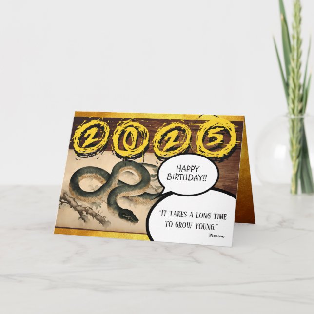 Kinesiskt årsnake 2025 Zodiac Birthday HGC-kort Kort (Framsida)