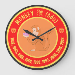Kinesiskt astrologimonkey-tecken stor klocka