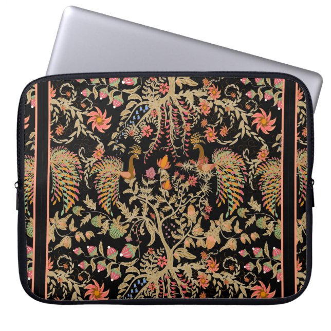 Kinesiskt blommönster med vackra fåglar  laptop fodral (Framsidan)