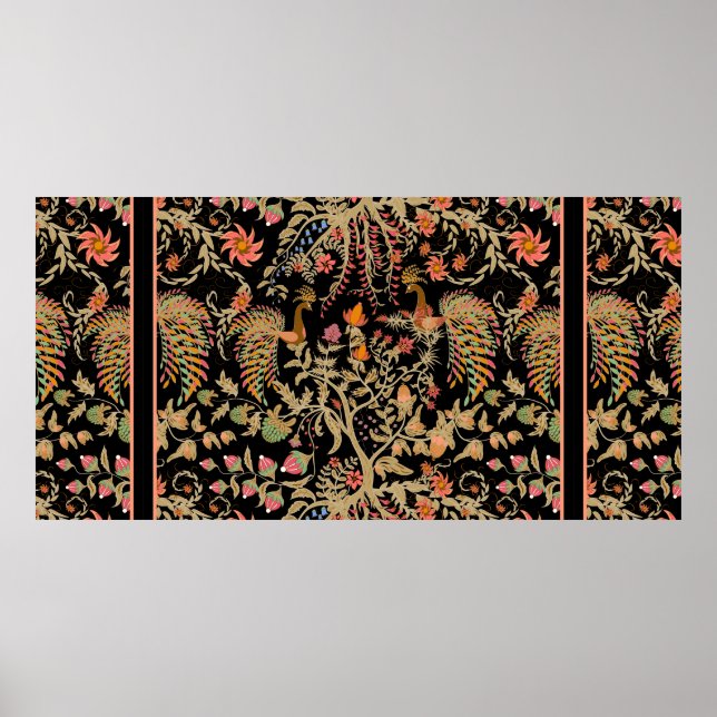 Kinesiskt blommönster med vackra fåglar poster (Framsidan)