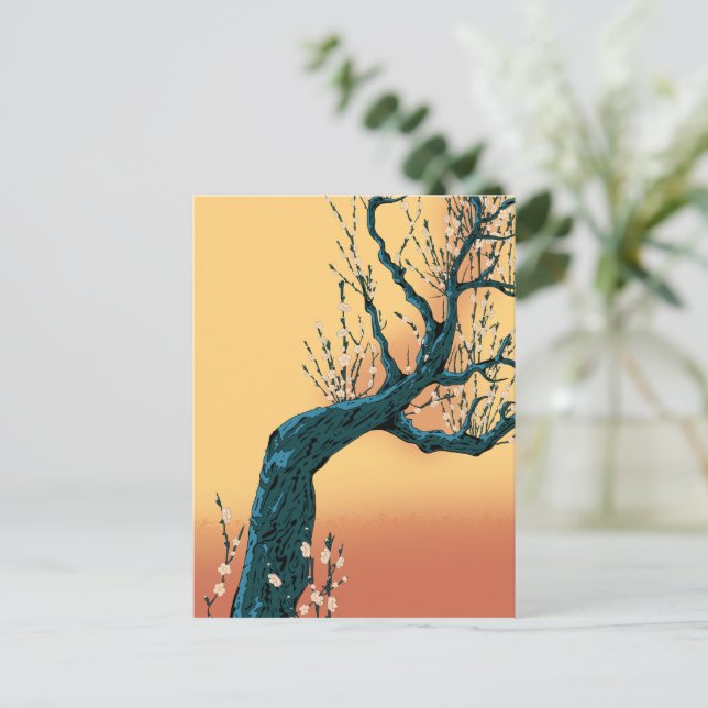 Kinesiskt blomträd vykort (Stående Fram)