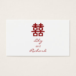 Kinesiskt bröllop för enkel Minimalistdubblalycka Visitkort