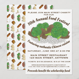 Kinesiskt Cuisine Beef och Broccoli Food Festival Inbjudningar