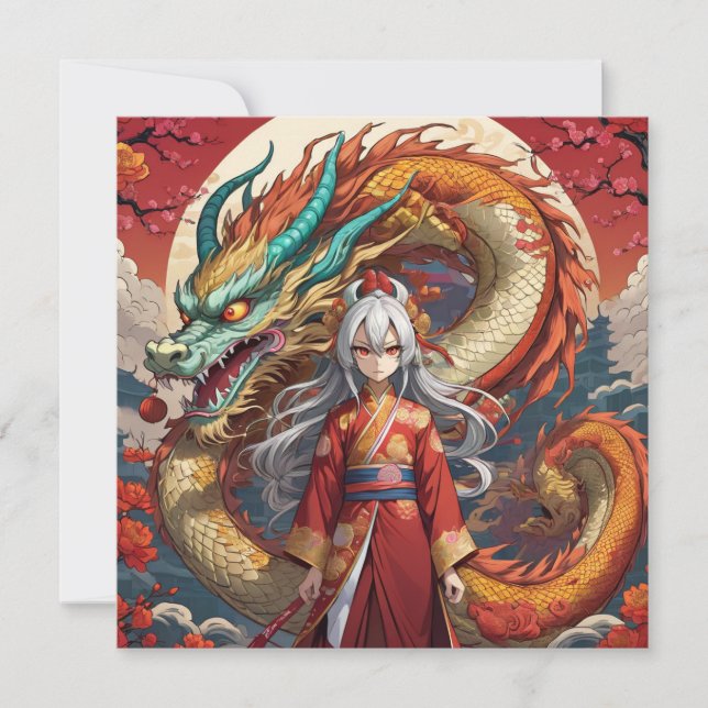 Kinesiskt Dragon Anime-kort (Framsida)