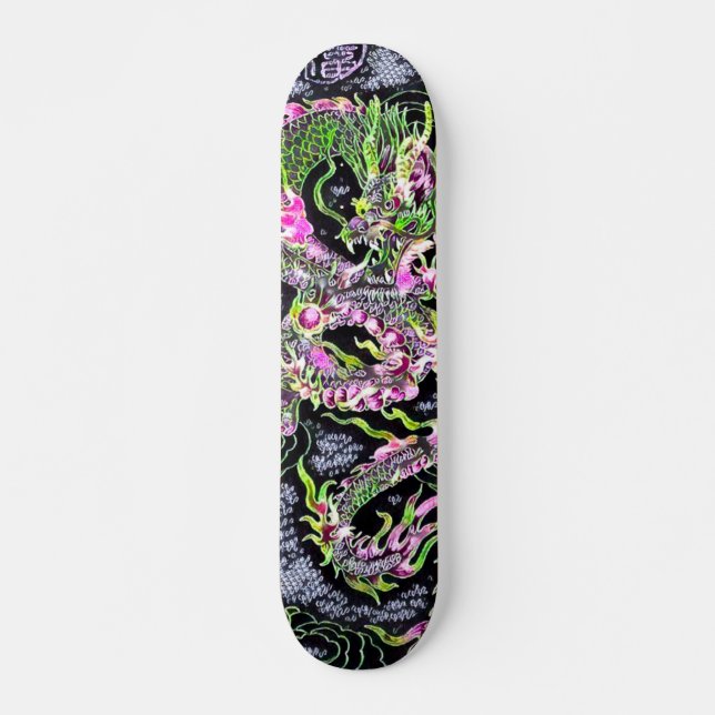 Kinesiskt drakeneon omkullkastar inslag som old school skateboard bräda 21,6 cm (Framsida)