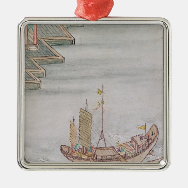 Kinesiskt fartyg julgransprydnad metall (Framsidan)