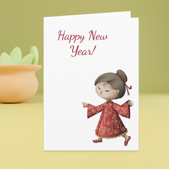 Kinesiskt hälsningskort för nya år i lycklig helgkort (Happy Chinese New year greeting card)