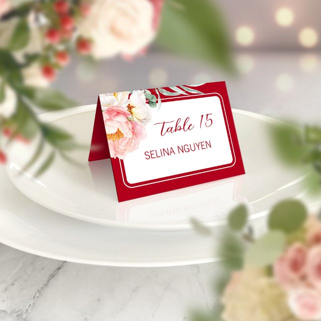 Kinesiskt identitetskort Peony Birthday Place Bordsnummer (FRONT )