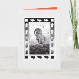 Kinesiskt kanin nytt år engelsk vikbar hälsning kort