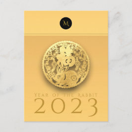 Kinesiskt kaninår 2023 Elegant, Monogram VHPC Helg Vykort