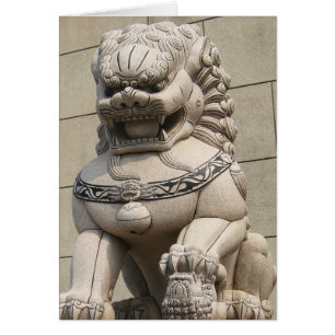 Kinesiskt Lejont foo-Hund 石 獅 Hälsningskort