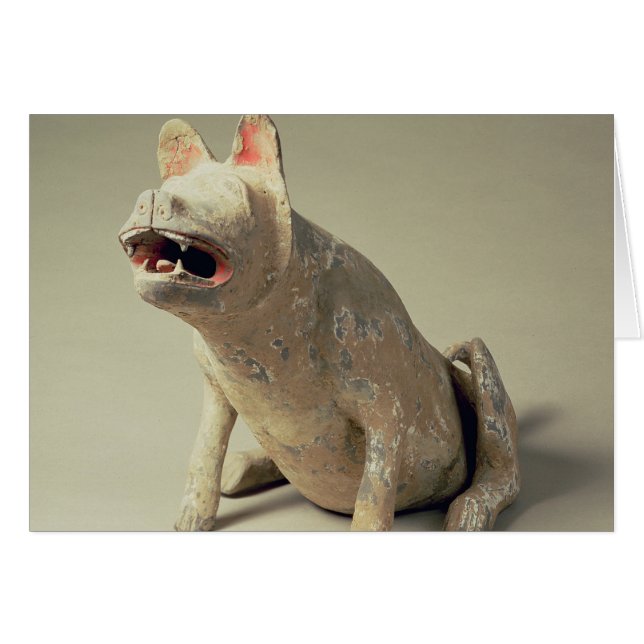 Kinesiskt lergods i hund, grav hälsningskort (Framsidan Horizontal)
