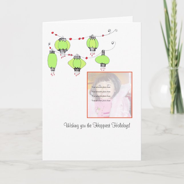 Kinesiskt lykt-fotokort helgkort (Framsida)