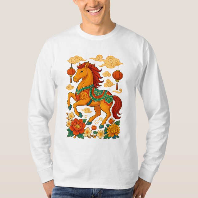 Kinesiskt månår häst  t shirt (Framsida)