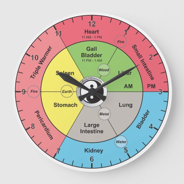 Kinesiskt Meridian Body Organ Clock Stor Klocka (Framsida)