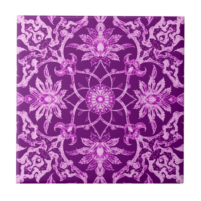 Kinesiskt mönster för art nouveau - Amethyst lila Kakelplatta (Framsidan)