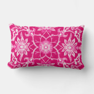 Kinesiskt mönster för art nouveau - Fuschia rosa Lumbarkudde