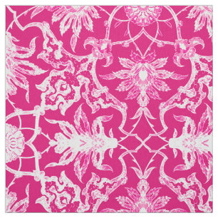 Kinesiskt mönster för art nouveau - Fuschia rosa Tyg