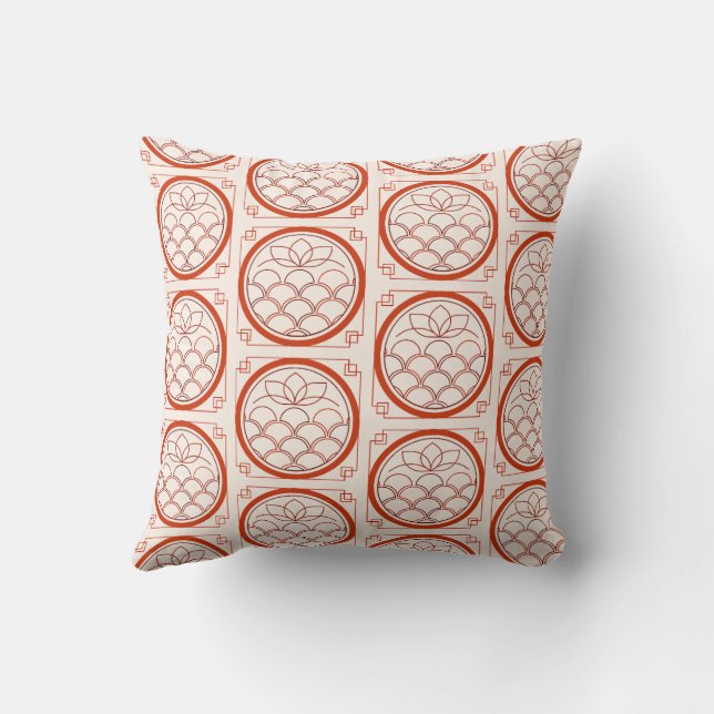 Kinesiskt myntmönstrat textil kudde (Baksida)