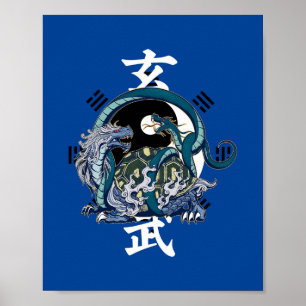Kinesiskt mytiskt djur Xuanwu Black Tortoise Post Poster