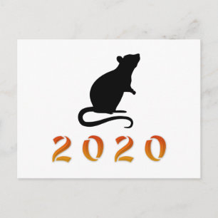 Kinesiskt nyår 2020 Råtta Vykort