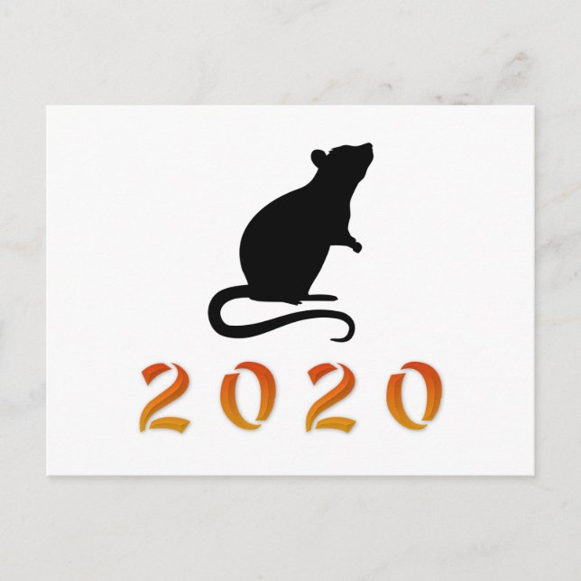 Kinesiskt nyår 2020 Råtta Vykort (Framsida)