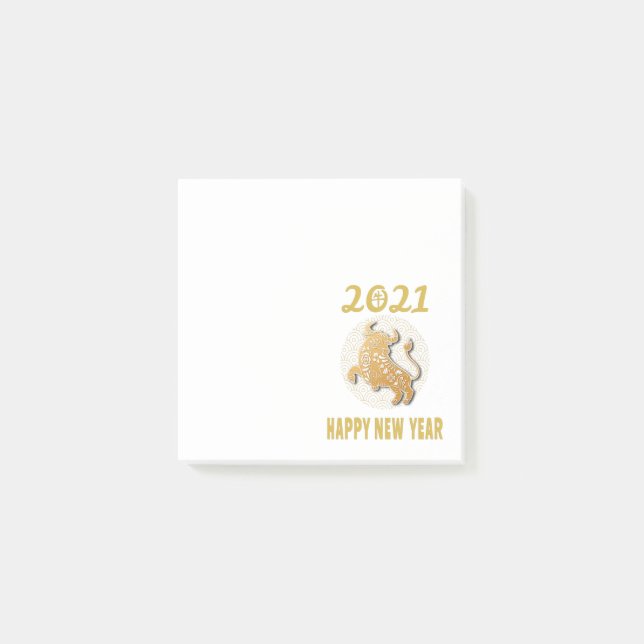 Kinesiskt nyår 2021 i lycklig post-it block (Framsida)