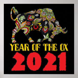 Kinesiskt nyår 2021 - Ox-året Poster