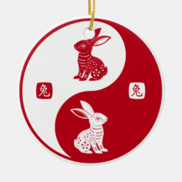 Kinesiskt nyår 2023 i lycklig, Yin Yang Taichi Julgransprydnad Keramik
