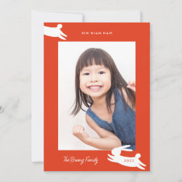 Kinesiskt nyår 2023, kaninfoto julkort