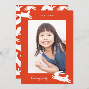 Kinesiskt nyår 2023, kaninfoto julkort