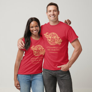 Kinesiskt nyår 2024, året för Röda Holi i Dragon T Shirt