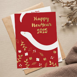 Kinesiskt nyår 2025 år av orm julkort