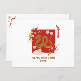 Kinesiskt nyår 2025 år för ormen helg vykort
