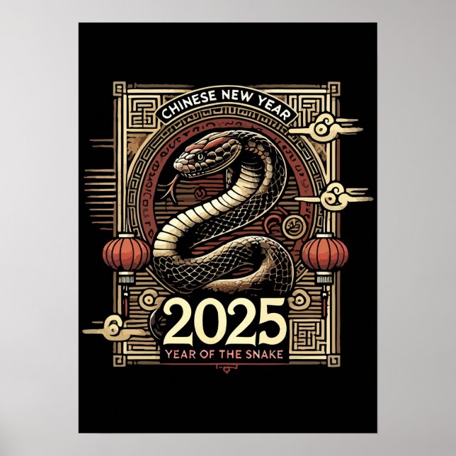Kinesiskt nyår 2025 Året för orm Poster (Framsidan)