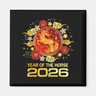 Kinesiskt nyår 2026 år för hästen Gott nytt år Magnet