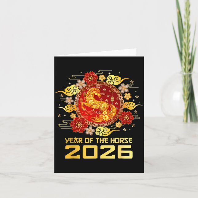 Kinesiskt nyår 2026 år för hästen  kort (Framsida)