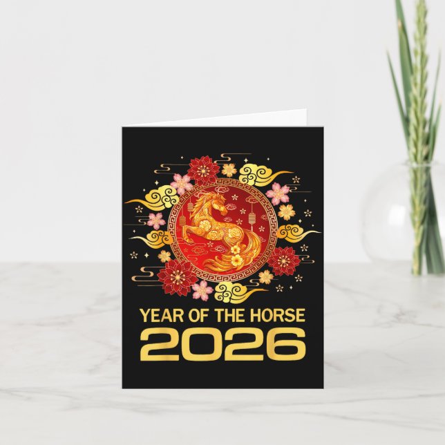 Kinesiskt nyår 2026 år för hästen kort (Framsida)