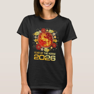Kinesiskt nyår 2026 år för hästen lyckligt nytt t shirt